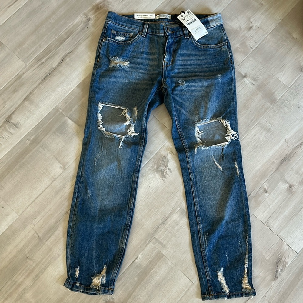 Zara Cigarette Distressed Jeans USA size 4 new with tag